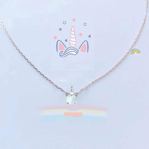 925 sterling silver synthetic opal necklace unicorn necklace