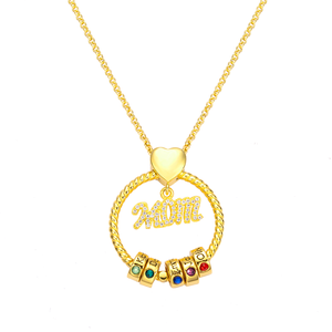 Personalized circle pendant with custom beads birthstone pendant necklace