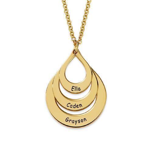 Water drop shape necklace with engraved names